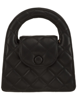 Quilted Style Top Handle Bag 6805 BLACK